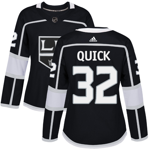 Adidas Kings #32 Jonathan Quick Black Home Authentic Women's Stitched NHL Jersey - Click Image to Close